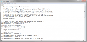 Sample wp-config showing the various settings